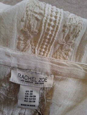 Rachel Zoe Cream Embroidered Boho Top